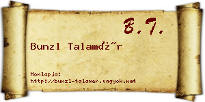 Bunzl Talamér névjegykártya